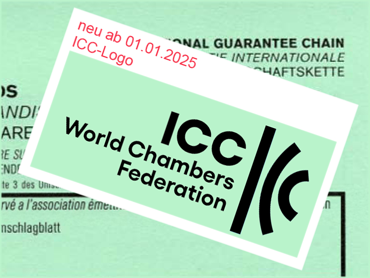 Das grüne Deckblatt und das grüne Abschlussblatt des Carnet-Formulars haben ab dem 1. Januar 2025 ein neues Logo der ICC.